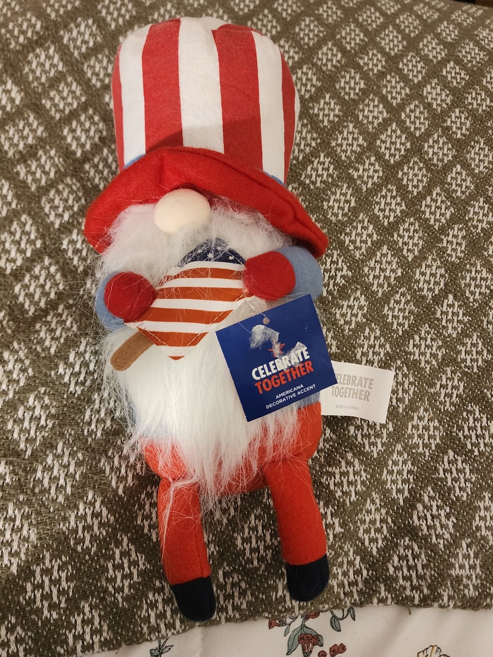Celebrate Together Red Patriotic Gnome Plush Decoration